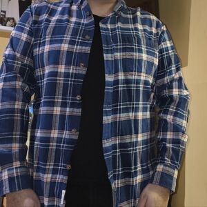Weatherproof Blue and White Plaid Shirt